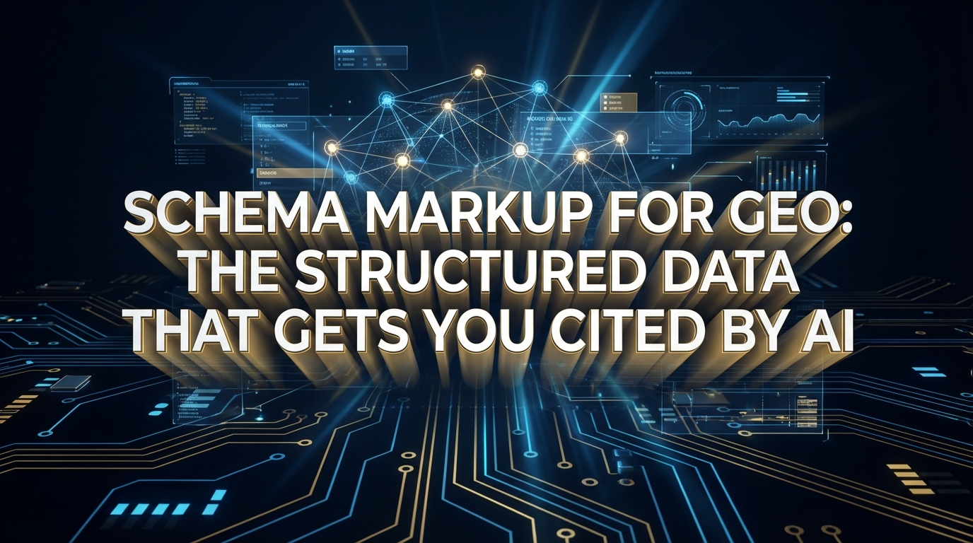 Schema Markup for GEO: The Structured Data That Gets You Cited by AI Schema Markup for GEO: The Structured Data That Gets You Cited by AI
